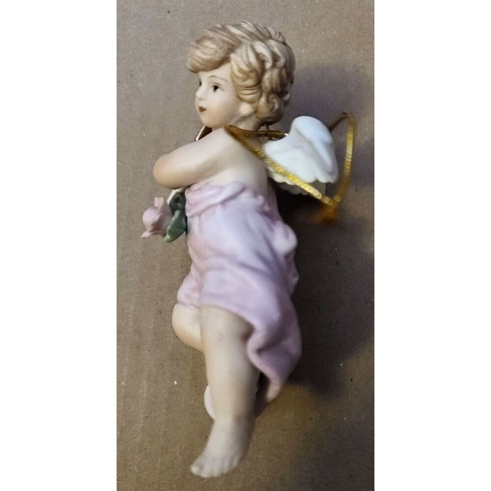 Rare Vintage Angel Bisque 1987 B.S.B. Shackman Ornament Cupid with‎ Flowers - Picture 3 of 8